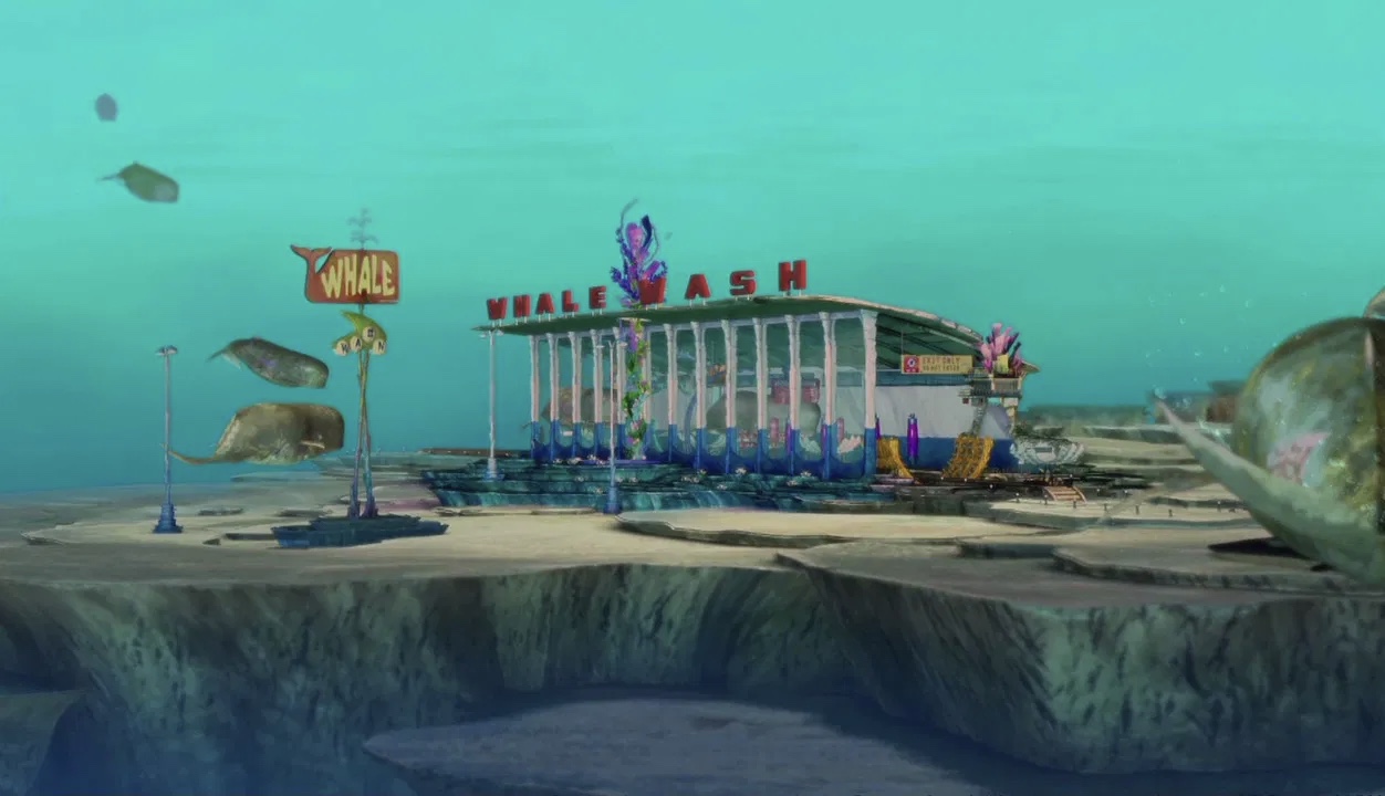 The Whale Wash building entrance from Shark Tale