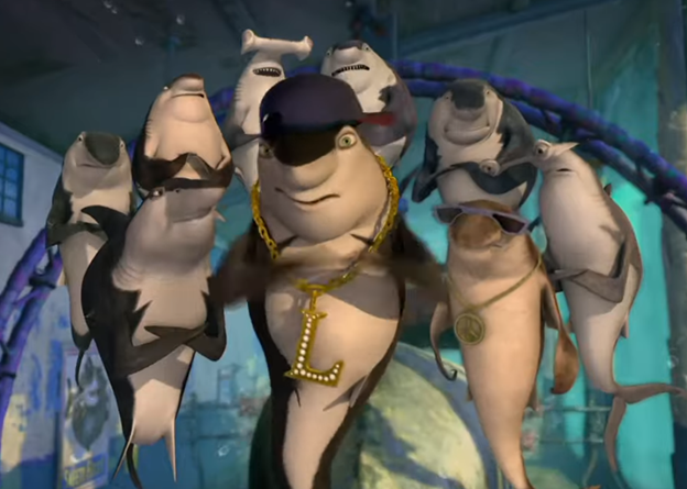 A freshly cleaned fish posing under a glowing Whale Wash sign